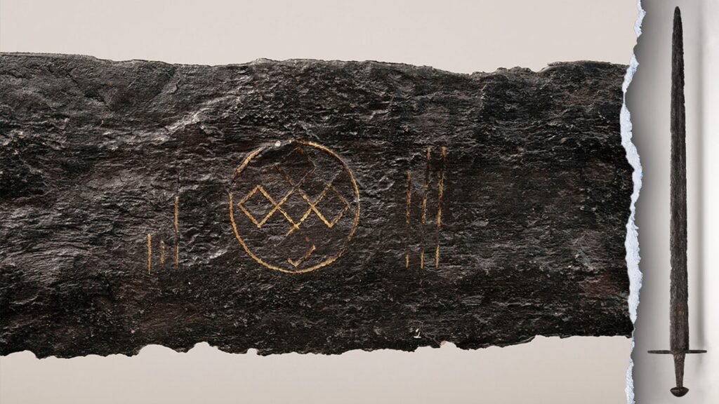 Medieval sword with rare symbols discovered by Dutch workers on display